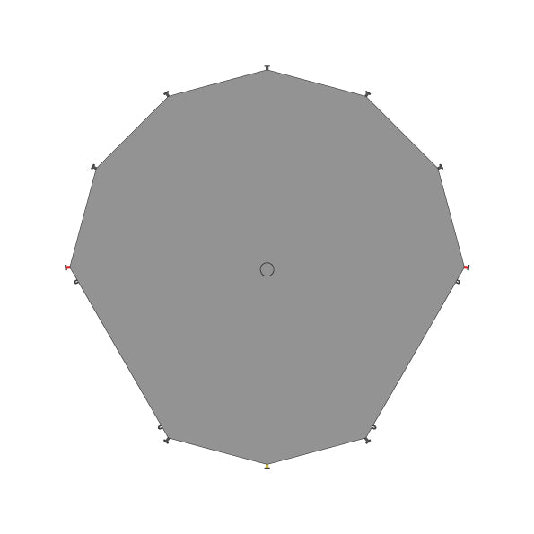 Perfekt für dein Zelt/Das Groundsheet ist genau auf den Umriss deines Zelts zugeschnitten. Im Gegensatz zu überstehenden Zeltunterlagen, wird so verhindert, dass Regenwasser zwischen Groundsheet und Zeltboden geführt wird.
