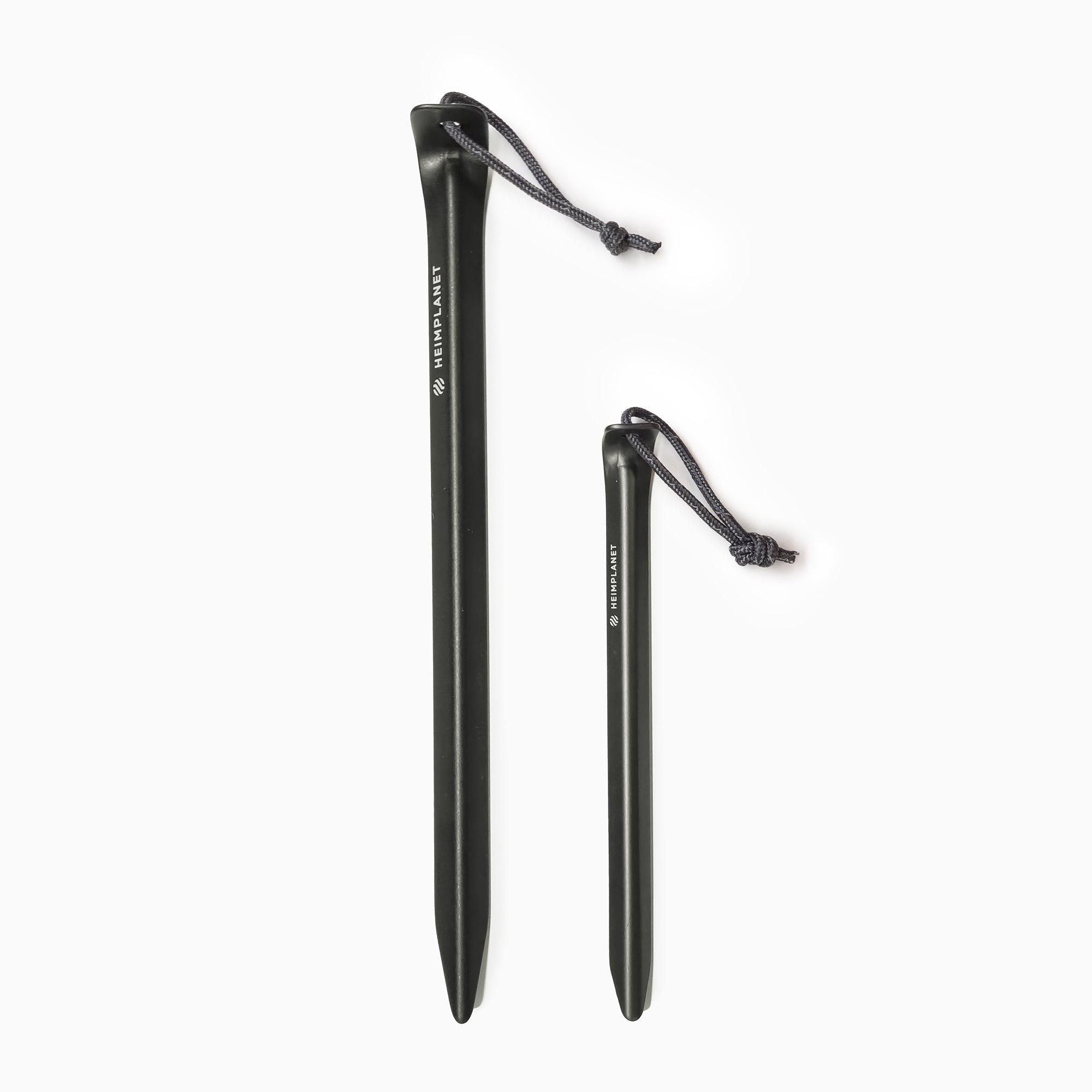 V-shaped XL aluminum tent stakes; Black, (set of 10)