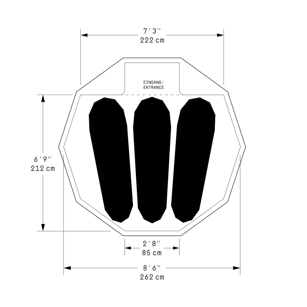 dimensions of a tent THE CAVE XL; 4-Season, Black/Red